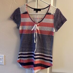 Almost Famous Red and Purple Striped Tee